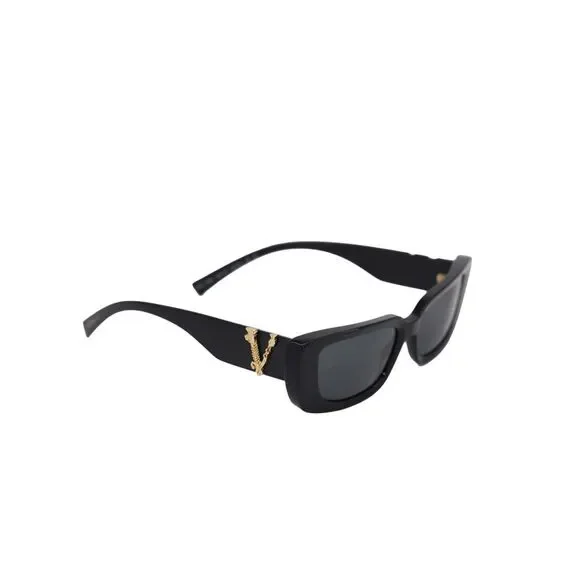 Versace Virtus Rectangular Sunglasses In Black Acetate - Picture 4 of 7